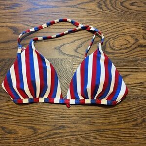 Shade & Shore Red, Blue, and White Striped Bikini Top
